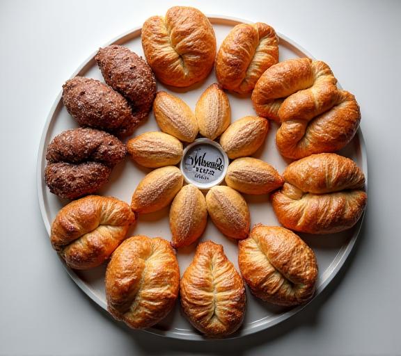 Bandeja de bollería artesanal para desayunos de empresa y reuniones corporativas en Sevilla