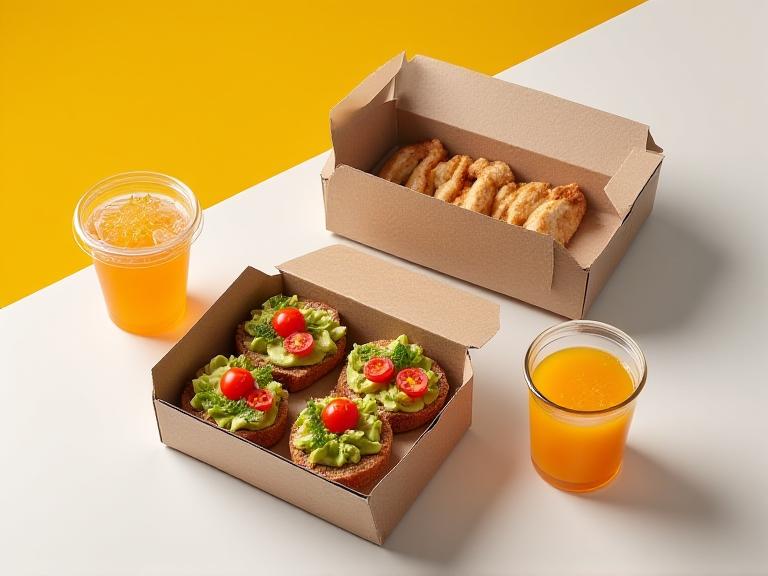 Desayuno para llevar con tostadas, café y zumo fresco en La Ola Dulce