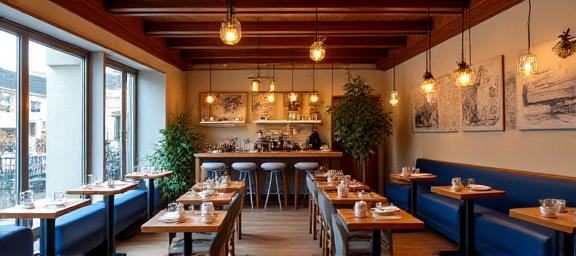 Interior con decoración náutica de La Ola Dulce en Triana Sevilla
